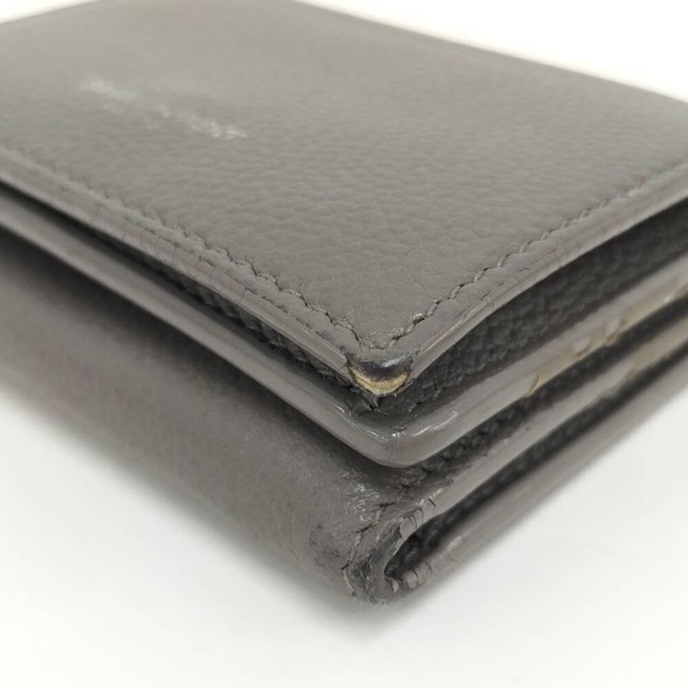 Saint Laurent Compact Wallet Trifold Wallet Leather Gray - Picture 4 of 9